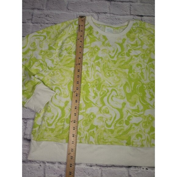 Abound Womens Lime Green Swirl Pull Over Sweatshirt Size XL - Picture 6 of 7